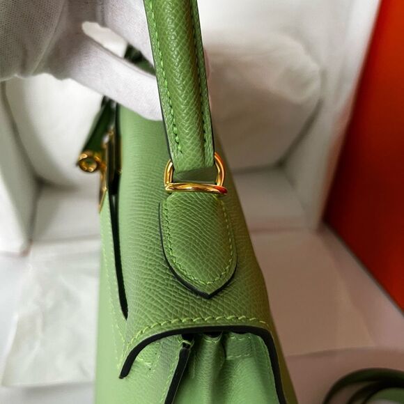 Hermes Kelly 28 Vert Criquet Epsom Sellier Green stamp Z - Picture 10 of 16
